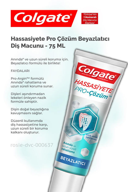 Hassasiyete Pro Çözüm Beyazlatıcı 75 ml, Gelişmiş Beyazlık 50 ml Diş Macunu ve ROSIE