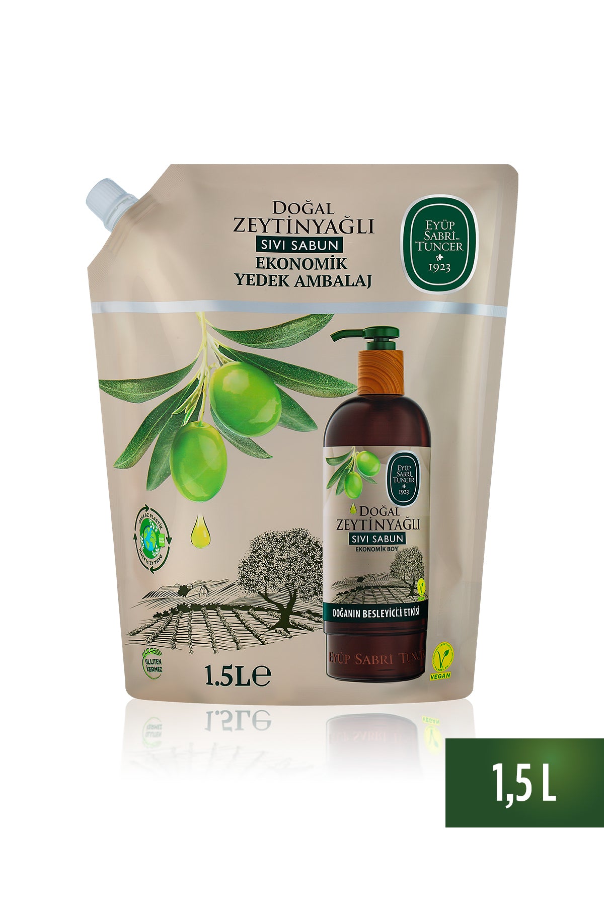 Doğal Zeytinyağlı Sıvı Sabun 1,5 lt - Yedek Ambalaj