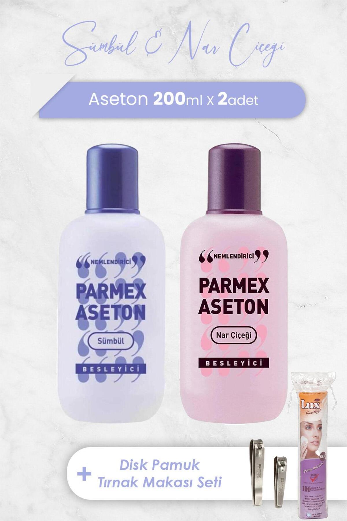 Aseton Nar Çiçeği ve Sümbül 200 ml, Disk Makyaj Pamuğu 100'lü ve Tırnak Makası Seti