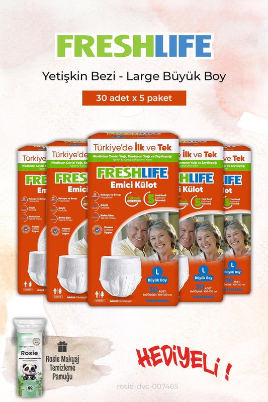 Emici Külot 30'lu, 5 Paket Büyük Boy Large ve ROSIE