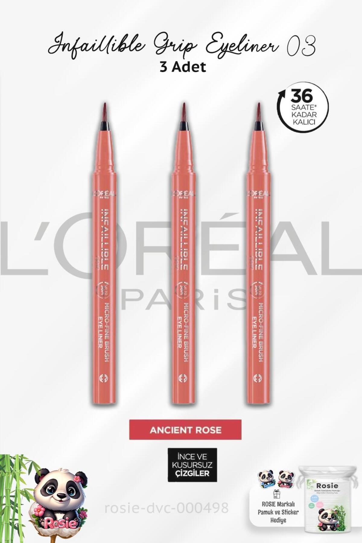 3 Adet Infaillible Grip Eyeliner 03 Ancient Rose Ve Rosıe