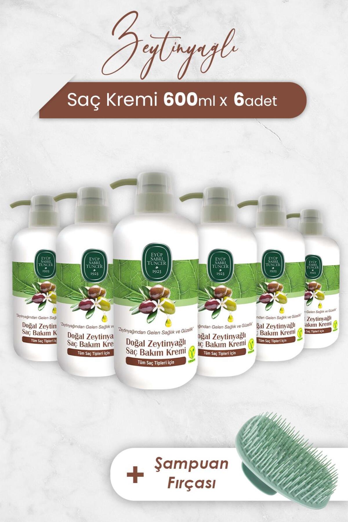 Zeytinyağlı Saç Kremi 600 ml x 6 Adet ve Şampuan Fırçası