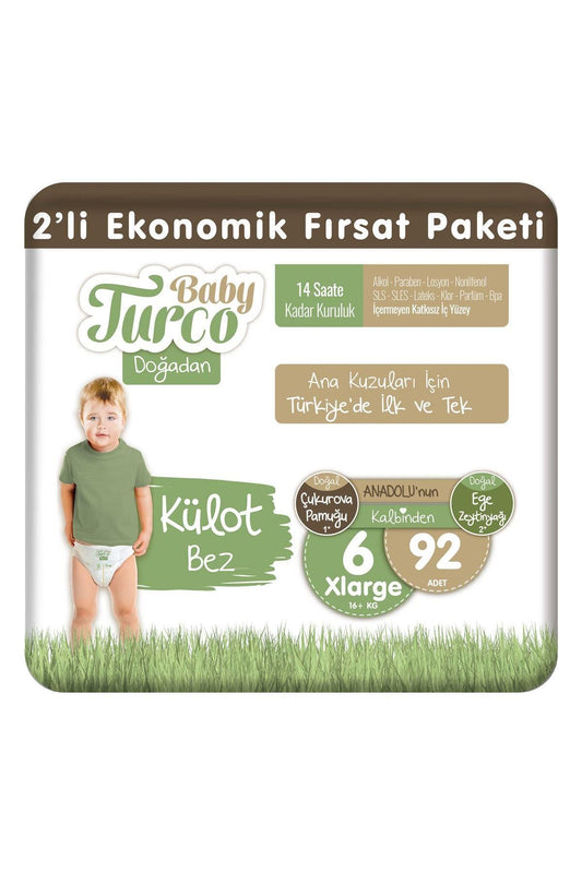 Doğadan 2'li Ekonomik Fırsat Paketi Külot Bez 6 Numara Xlarge 92 Adet