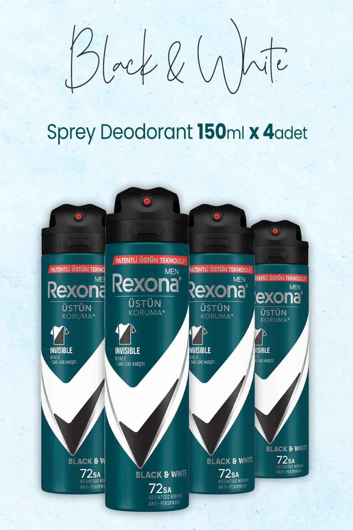 Men Sprey Deodorant Black White 150 ml x 4 Adet
