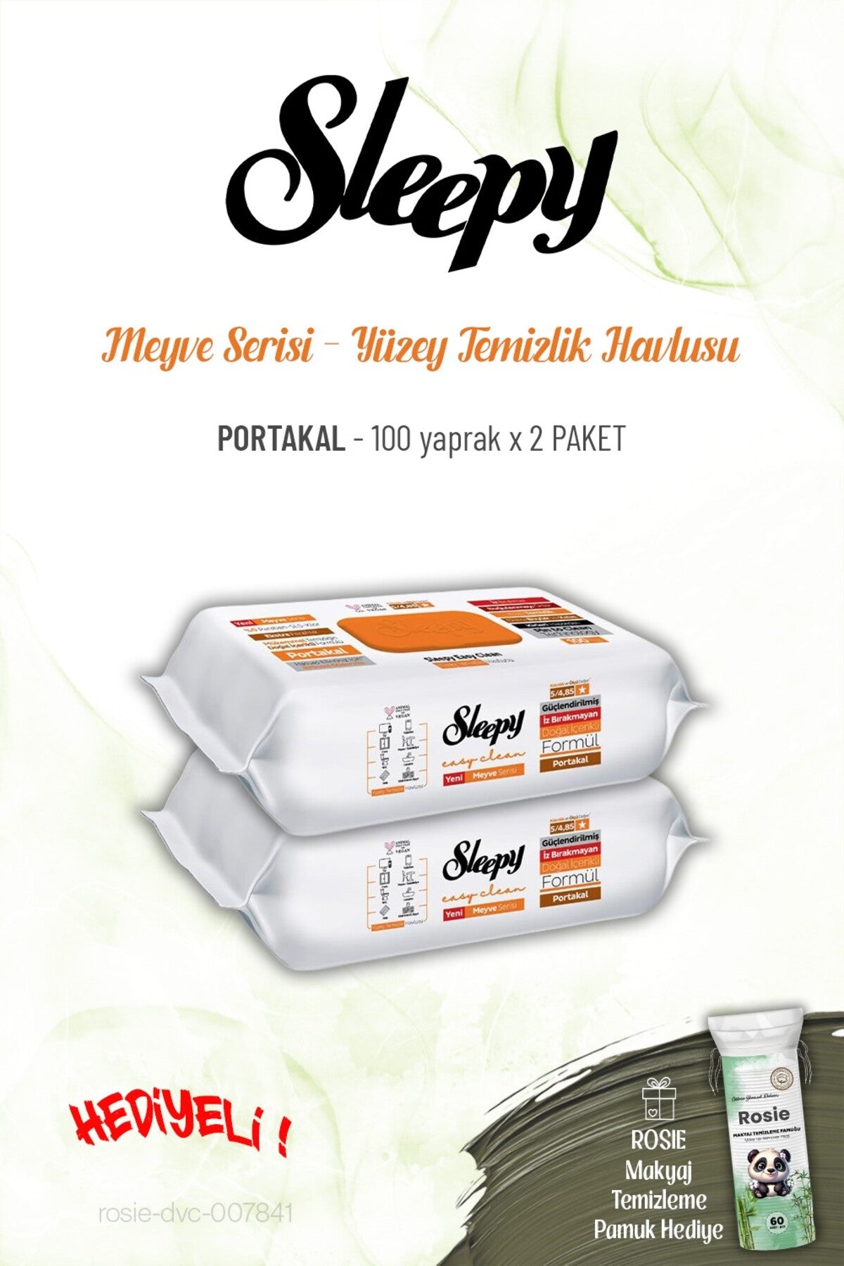 Portakal 100 yaprak x 2 paket Yüzey Temizlik Havlusu ve ROSIE