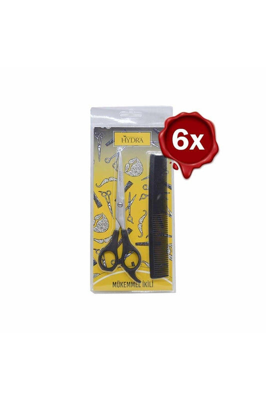 Hydra Mükemmel Ikili Profesyonel Berber Makası+tarak Set X 6