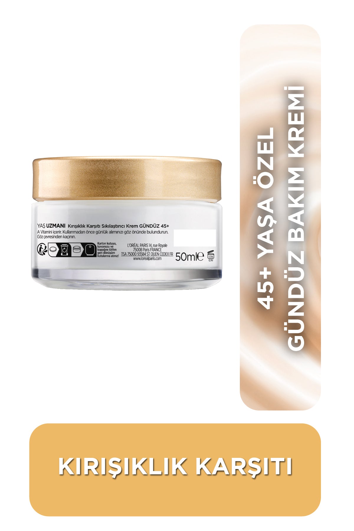 Yaş Uzmanı 45+ Retino Peptit İçeren Kırışıklık Karşıtı Sıkılaştırıcı Gündüz Kremi 50 ml