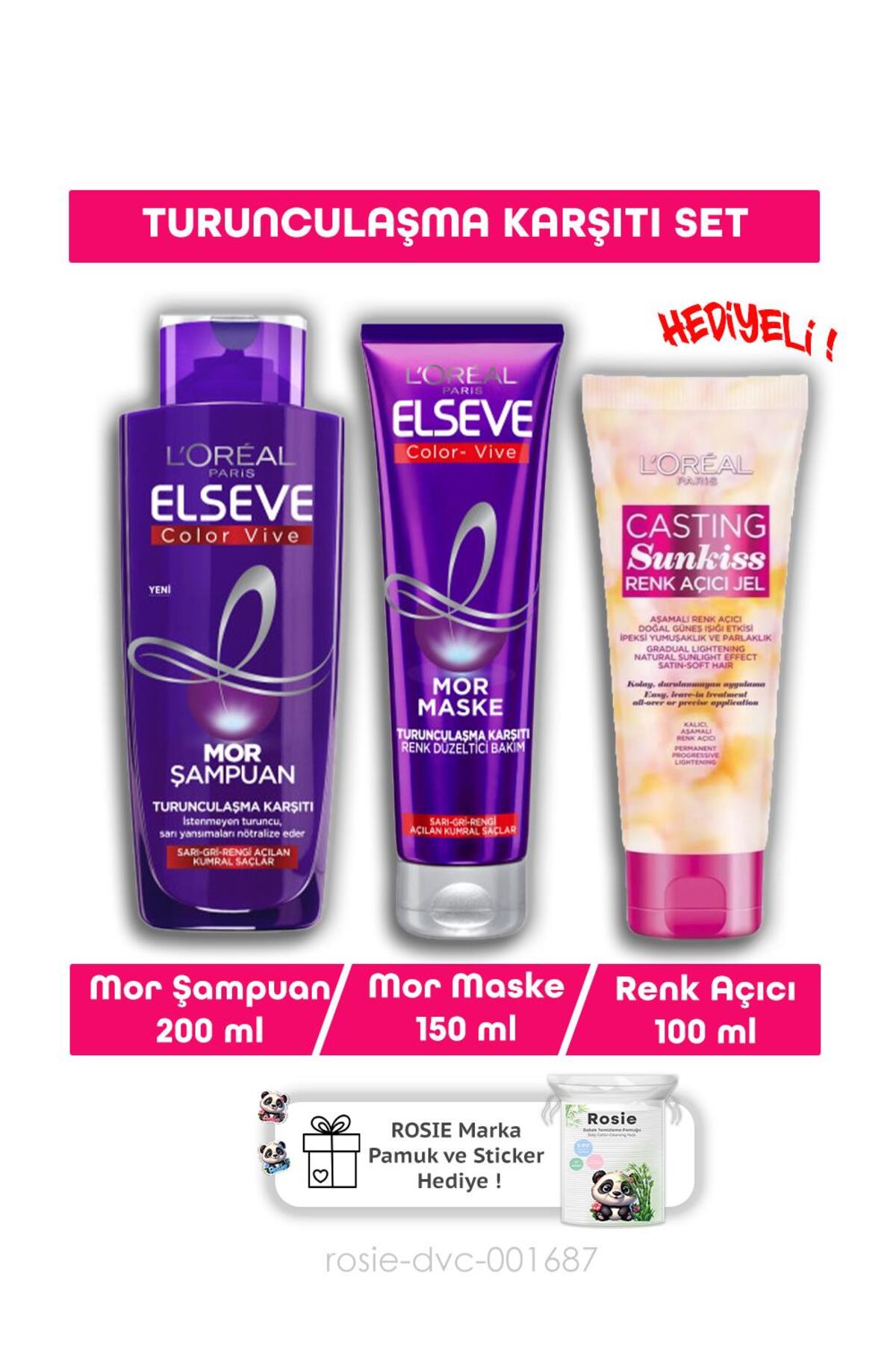 Turunculaşma Karşıtı Mor Şampuan 200ml + Saç Maskesi 150ml, Casting Sunkiss Renk Açıcı Jel 10