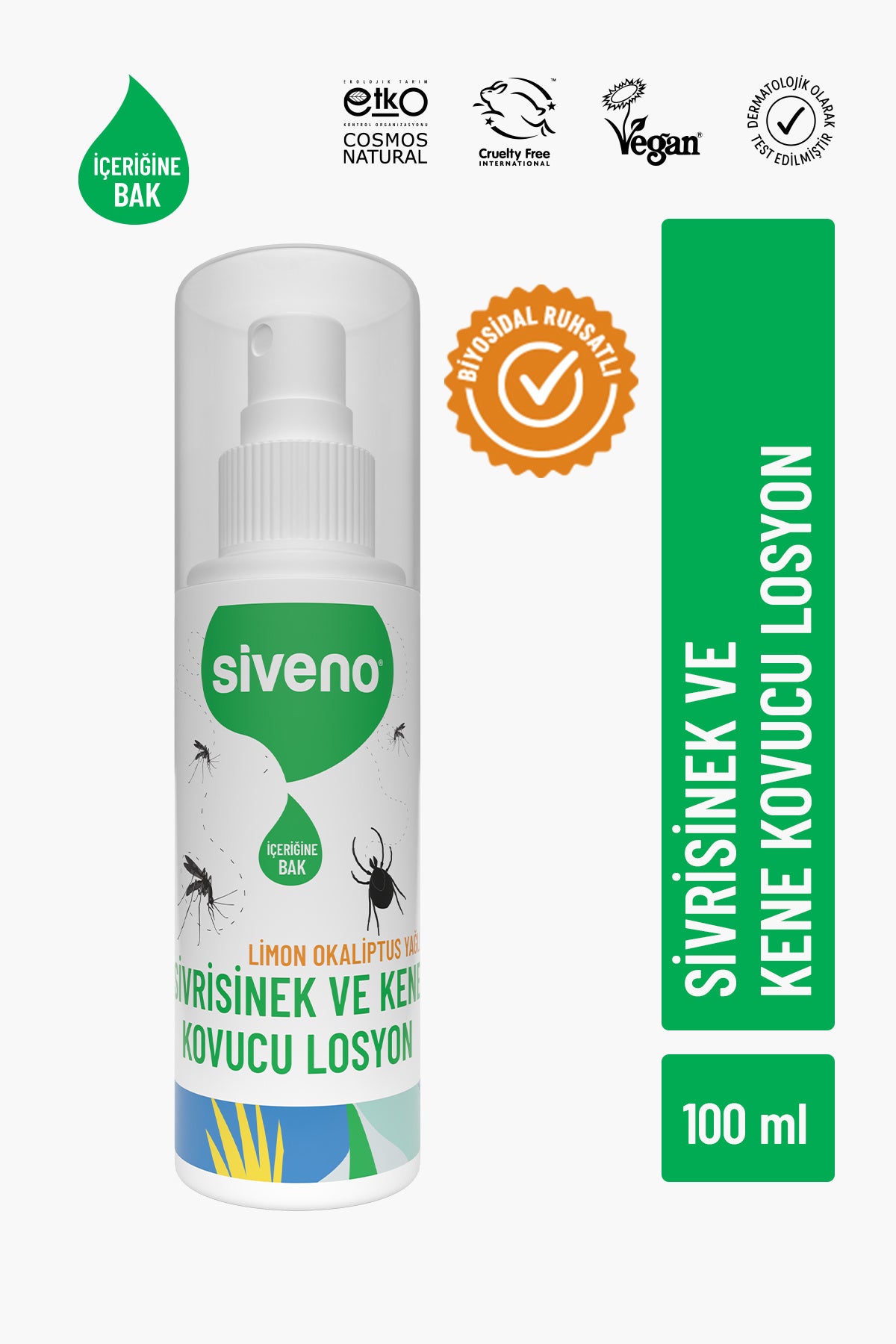 Sivrisinek ve Kene Kovucu Sprey Losyon Bitkisel Tüm Vücut İçin Aile Boy 100 ml