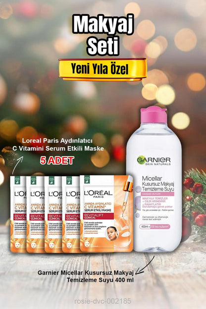 Loreal Aydınlatıcı C Vitamini Maske X 5 ve Micellar Makyaj Temizleme Suyu