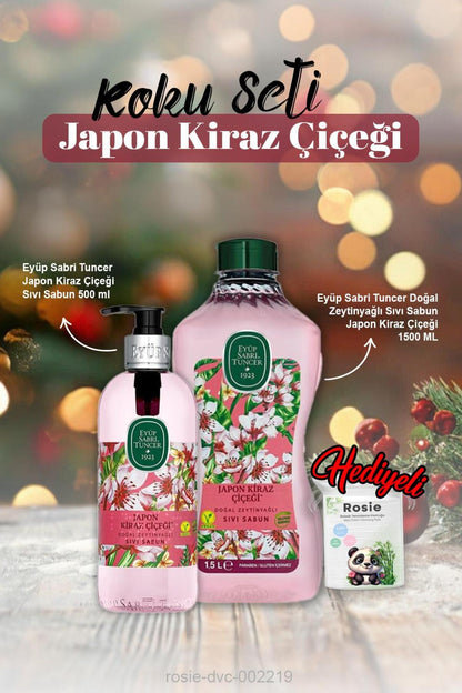Japon Kiraz Çiçeği Sıvı Sabun 500ml ve 1500ml ve Rosie Pamuk
