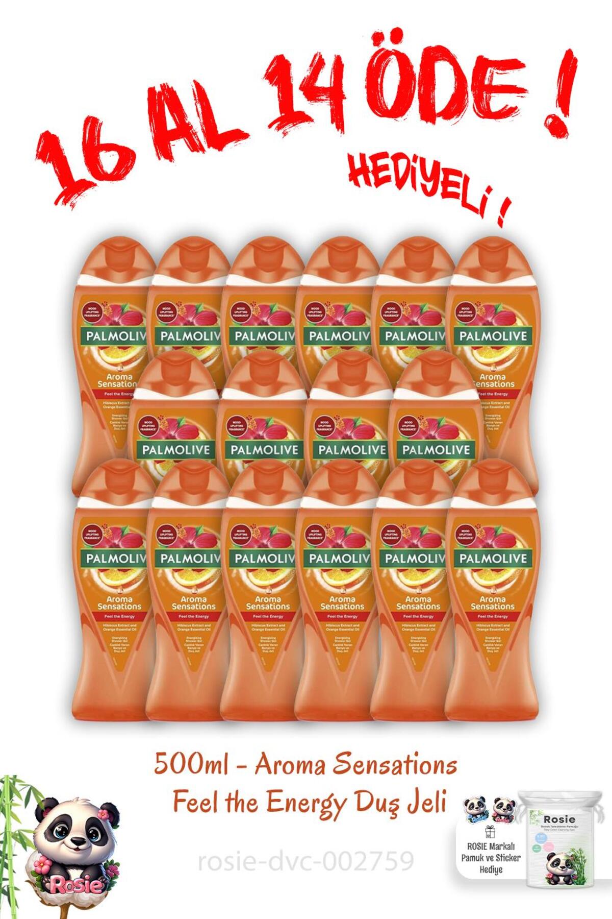 16 Al 14 Öde Feel The Energy Duş Jeli 500 Ml ve ROSIE Pamuk Hediye