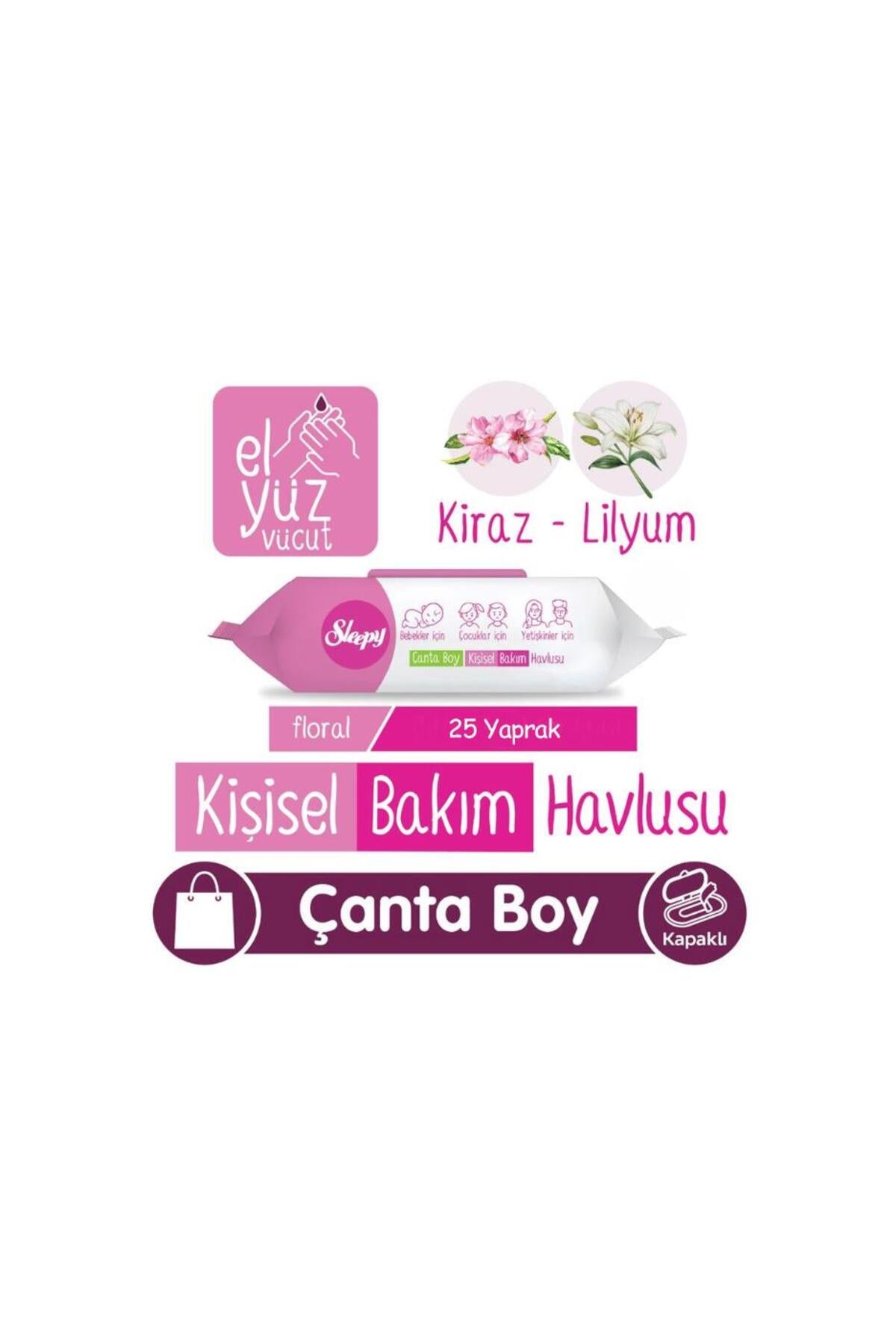 Floral Kişisel Bakım Havlusu Çanta Boy 25 Yaprak
