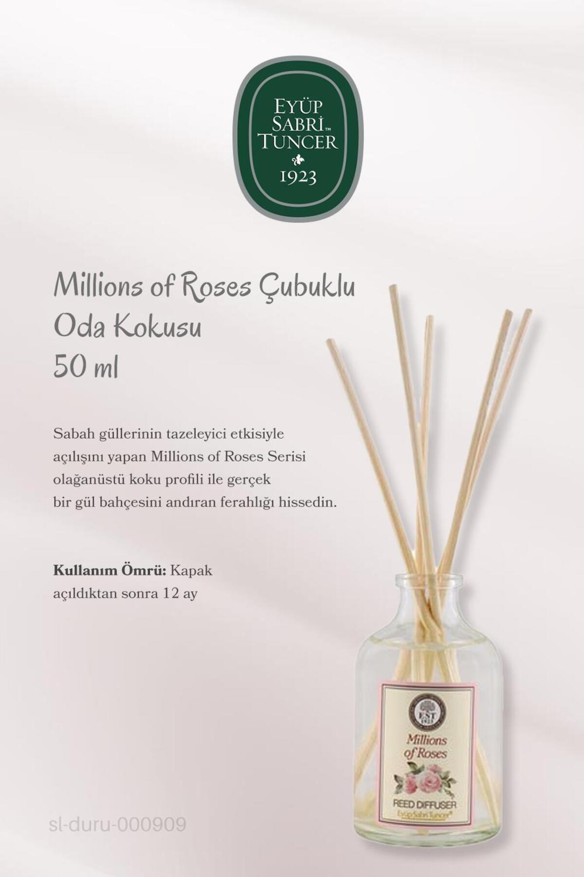 3 Adet Millions of Roses Çubuklu Koku 50 ml ve ROSIE Pamuk