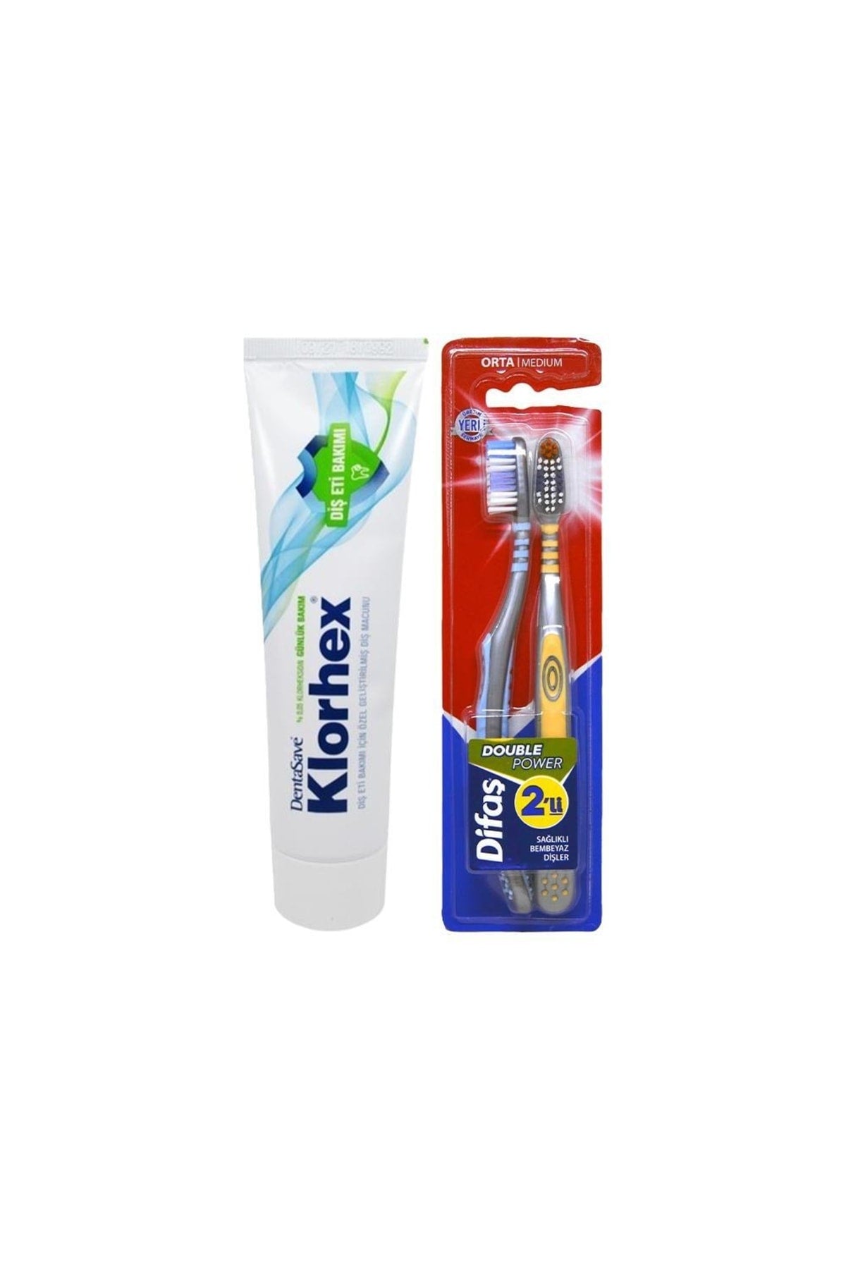 Klorhex Diş Macunu Günlük Bakım 75 Ml Ve Difaş Double Power 2' Li Diş Fırçası