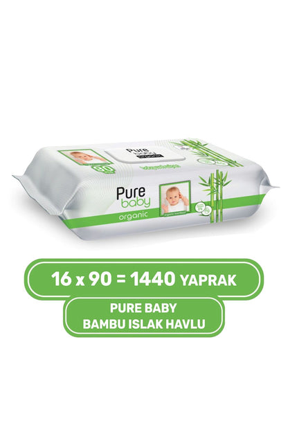 Organik Bambu Özlü Islak Havlu 16×90=1440 Yaprak