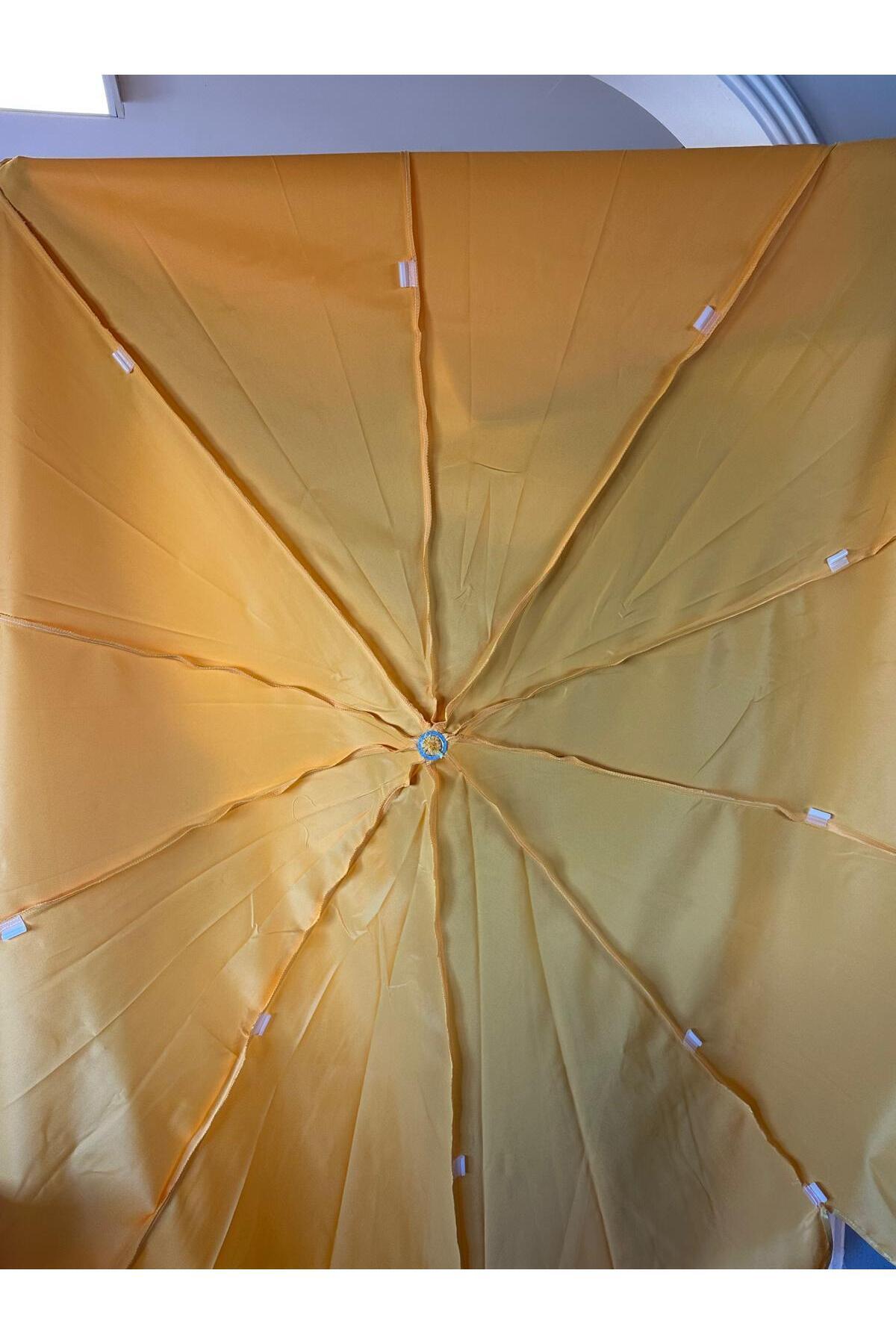 Sarı Polyester Kumaş, 10 telli 200 cm Çap (Plaj Şemsiyesiyle Uyumlu)