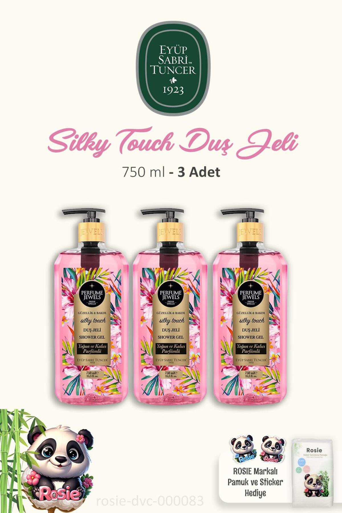 3 Adet Silky Touch Duş Jeli 750 ml, ROSIE Pamuk Hediye