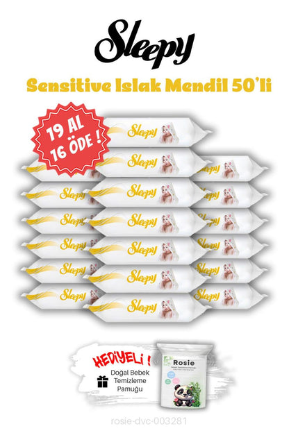 19 AL 16 ÖDE Sleepy Sensitive Islak Mendil 50'li ve ROSIE