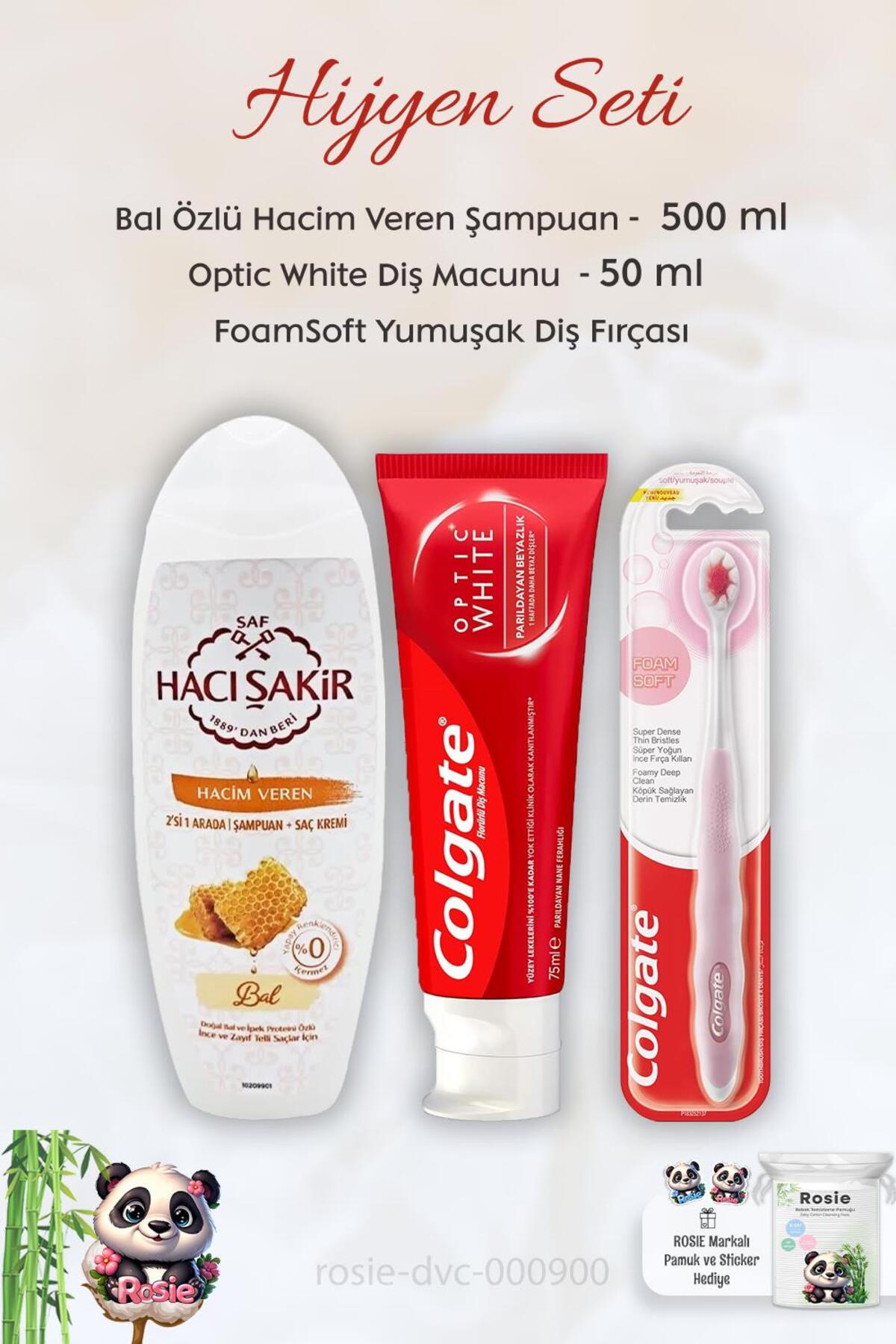 Optic White Parıldayan Beyazlık 50 ml, FoamSoft Diş Fırçası, H. Şakir Zeytinyağlı Şampuan 50