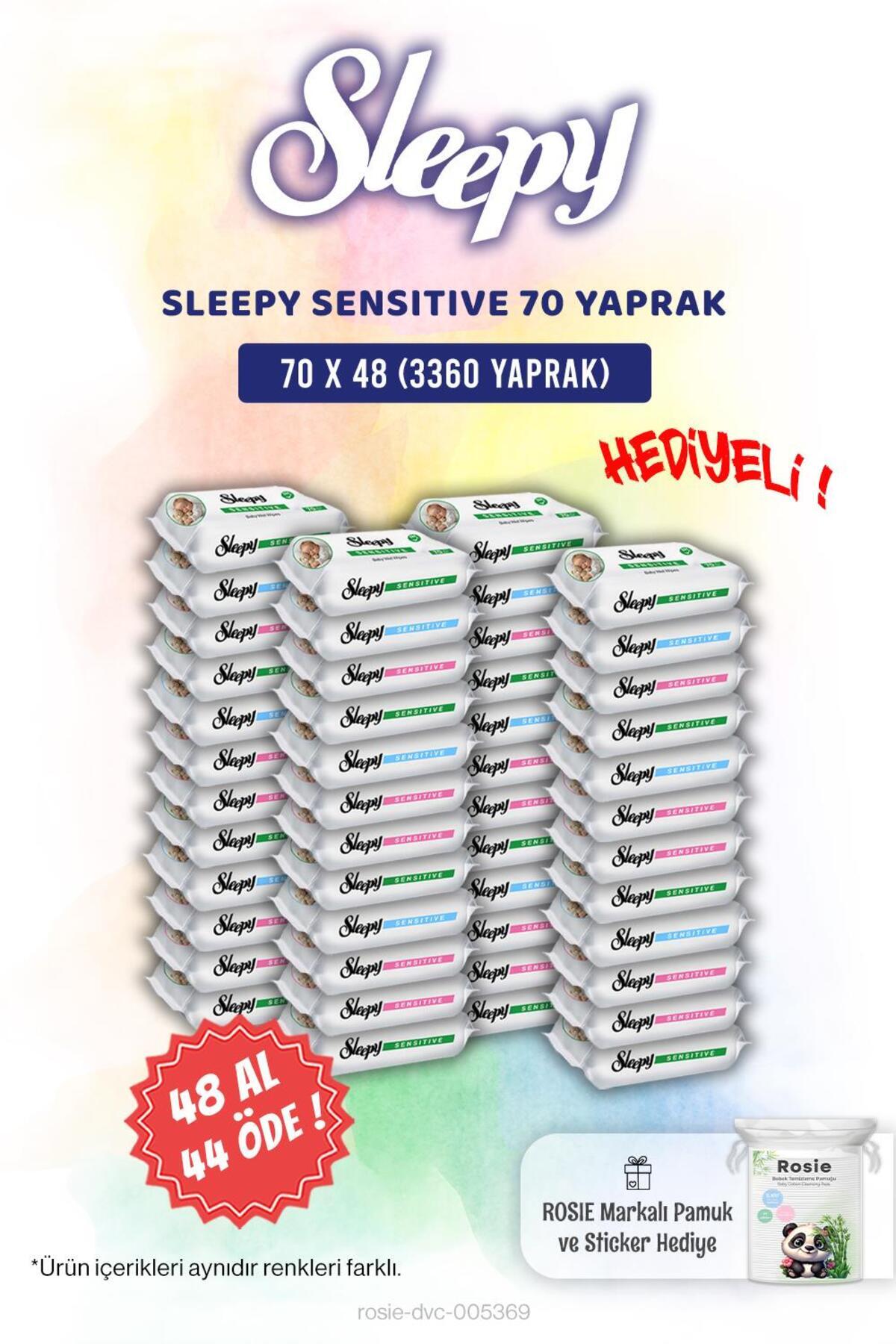 48 AL 44 ÖDE Sensitive Bebek Islak Mendili 70'li ve Rosie Pamuk Hediye