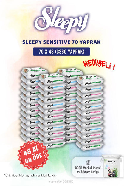 48 AL 44 ÖDE Sensitive Bebek Islak Mendili 70'li ve Rosie Pamuk Hediye