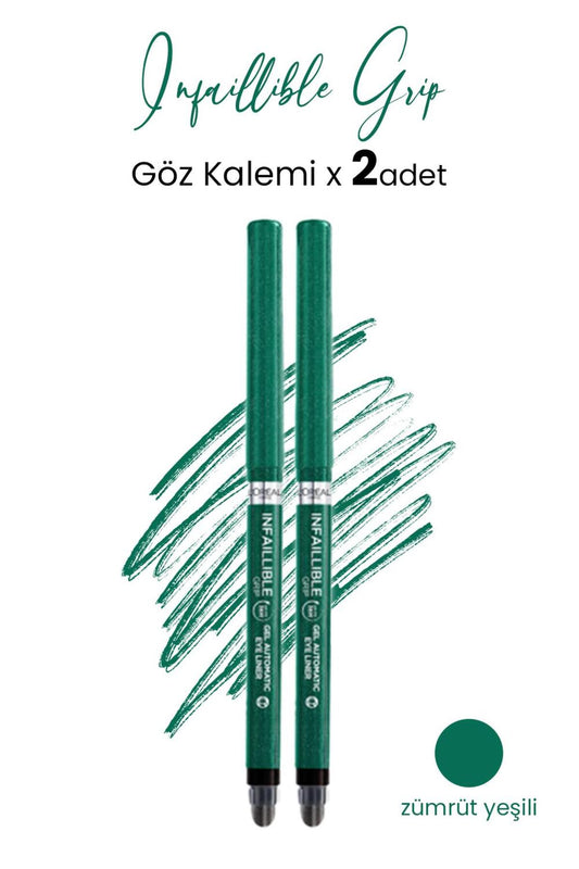 Loreal Paris Infaillible Grip Automatic Jel Göz Kalemi Zümrüt Yeşili x 2 Adet