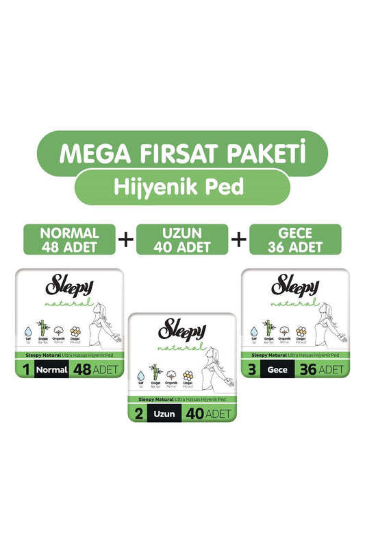Natural Ultra Hassas Hijyenik Ped 124 Adet Ped Mega Fırsat Paketi