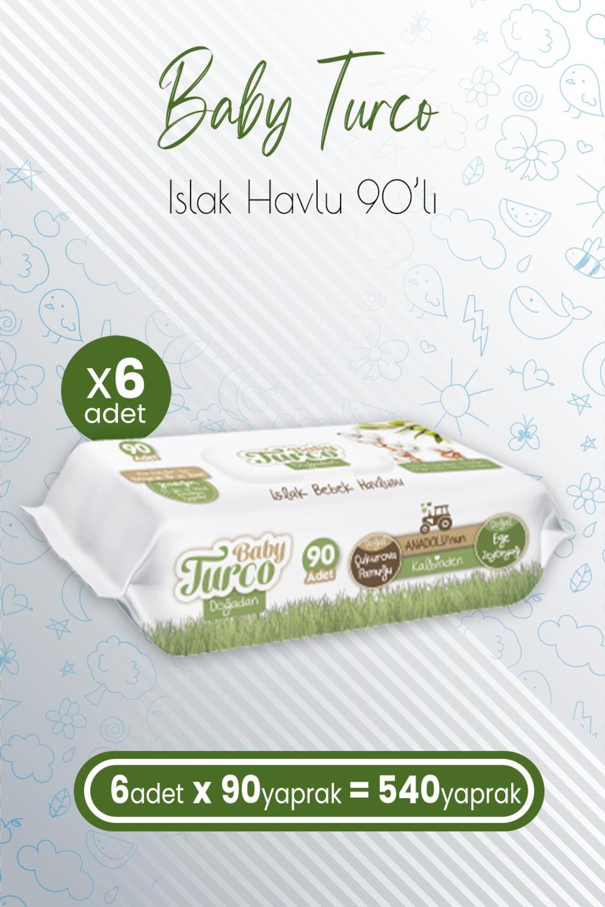 Doğadan Islak Bebek Havlusu Zeytinyağlı 90'lı x 6 Adet (540 Yaprak)