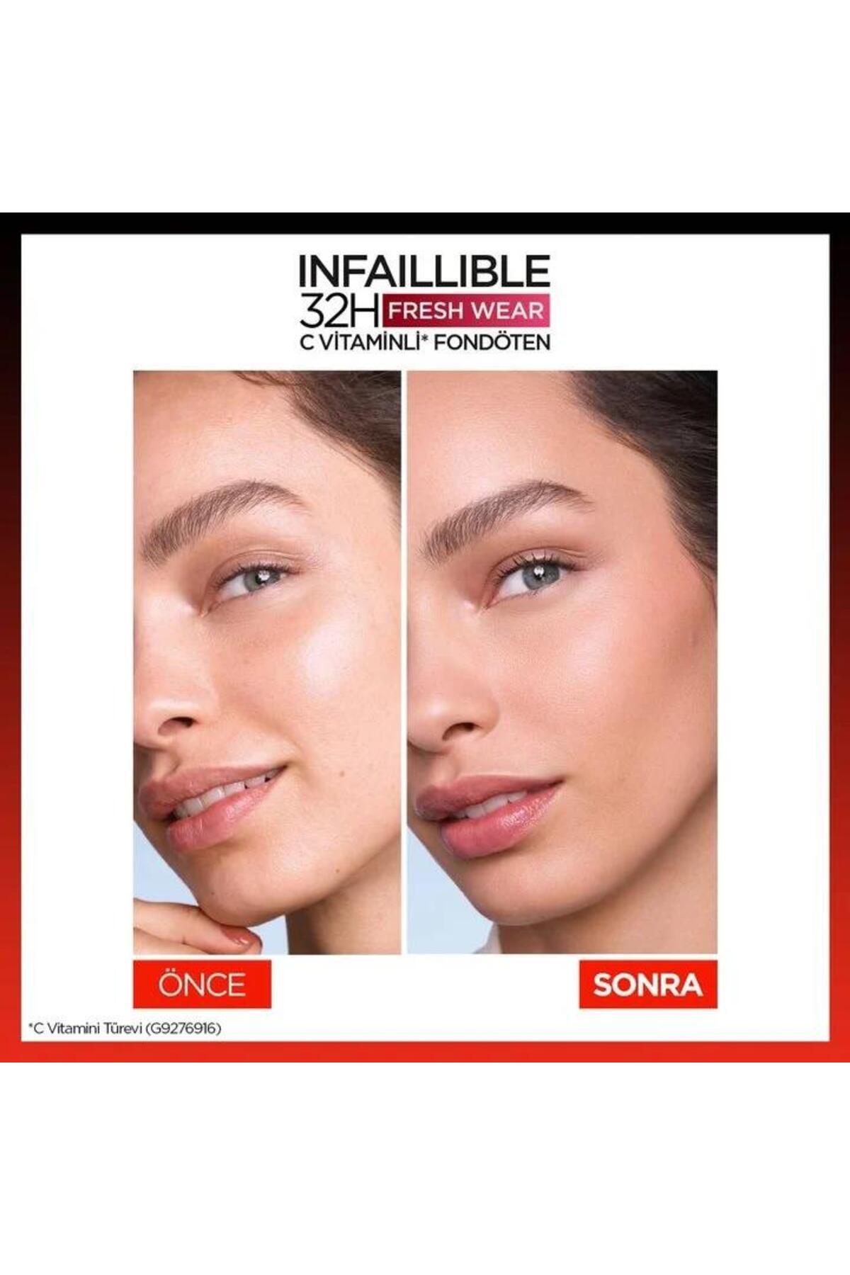 3 Adet Loreal Paris Infaillible 32H Fresh Wear Fondöten 125 Natural Beige ve ROSIE