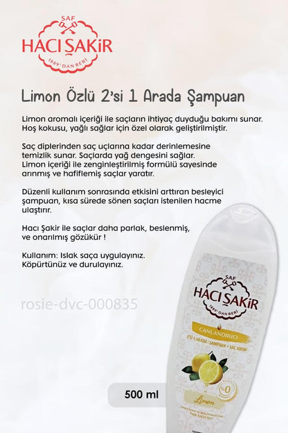 Lavanta Dinlendirici Sıvı Sabun 300 ml, Limonlu Şampuan 500 ml ve ROSIE