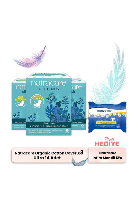 Organic Cotton Cover Ultra Pads 14' Lü X 3, Intim Mendili Hediyeli