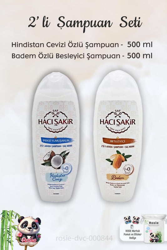 Hindistan Cevizi Şampuan 500 ml, Bademli Şampuan 500 ml ve ROSIE