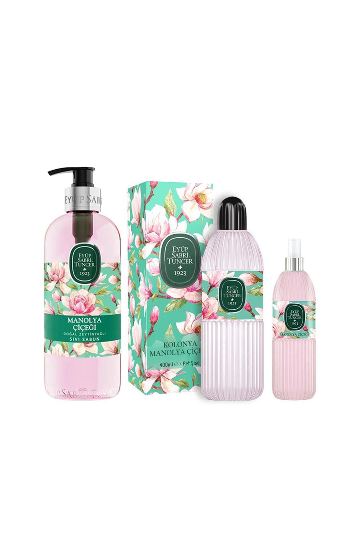 Manolya Çiçeği Sıvı Sabun ve Kolonya Seti, 400 ml + 150 ml + 500 ml