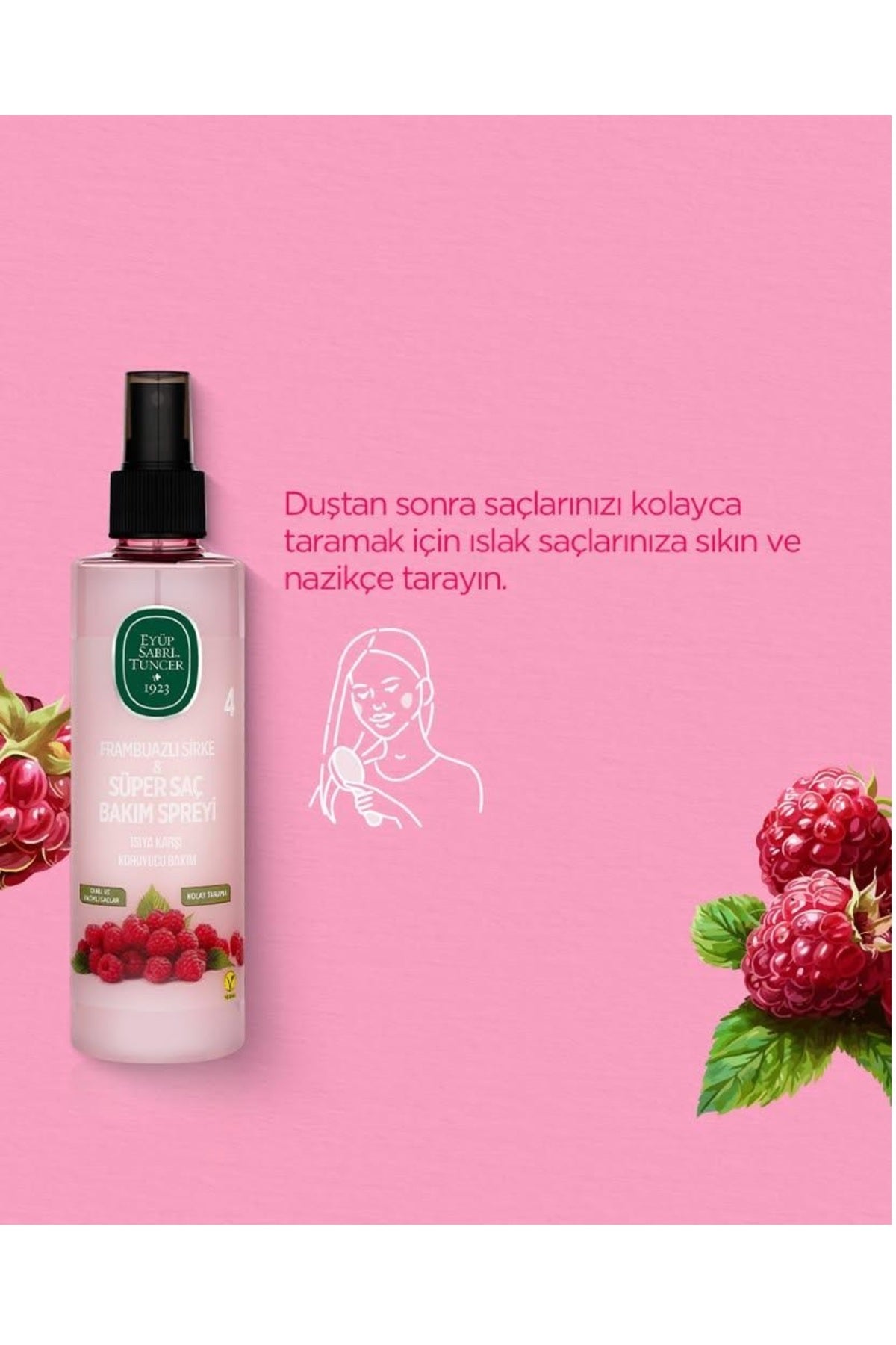 Frambuazlı Sirke & Süper Saç Bakım Spreyi 210 ml 4 adet