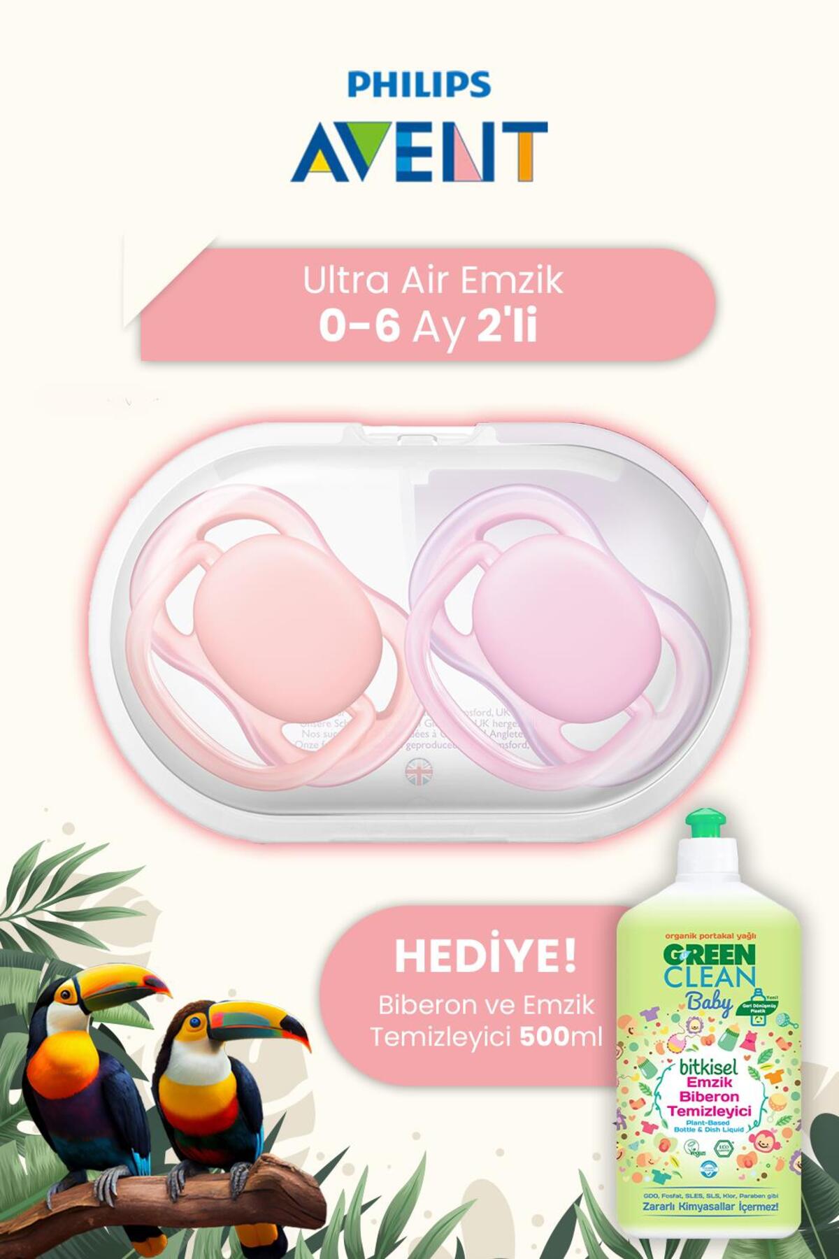 Ultra Air Emzik 0-6 Ay 2'li Renkli Hediyeli
