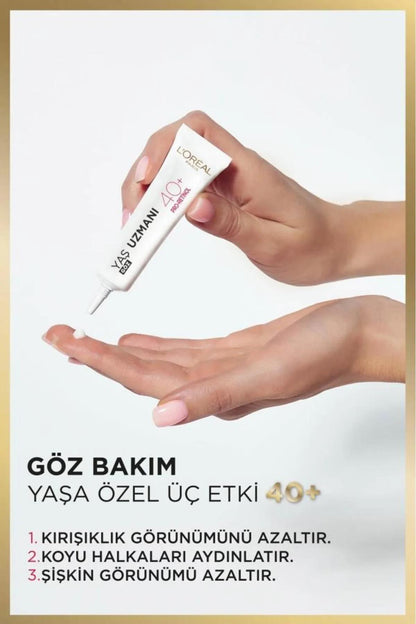 3 Adet Loreal Paris Yaş Uzmanı Kırışıklık Karşıtı Aydınlatıcı Göz Kremi 40+ 15 ml ve ROSIE