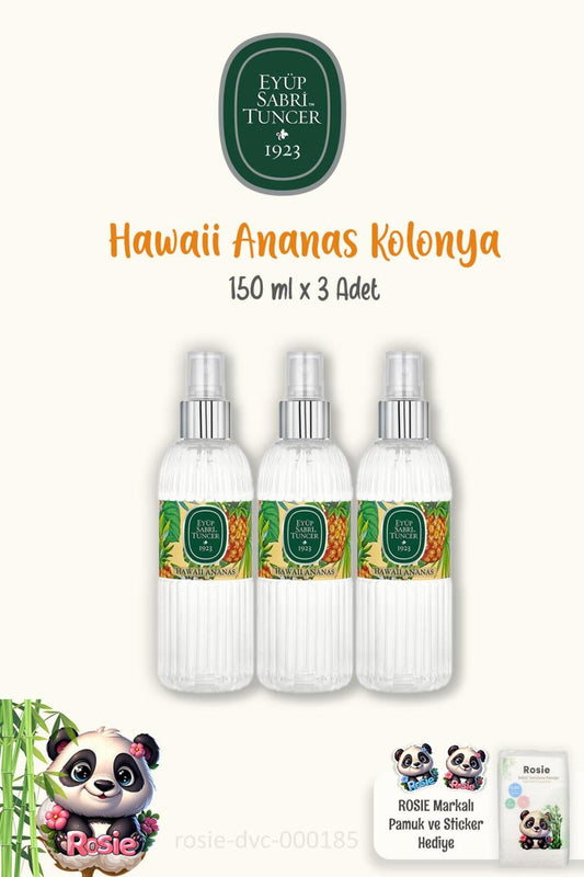 Hawaii Ananas Kolonyası 150 ml 3'lü ve %100 Doğal ROSIE