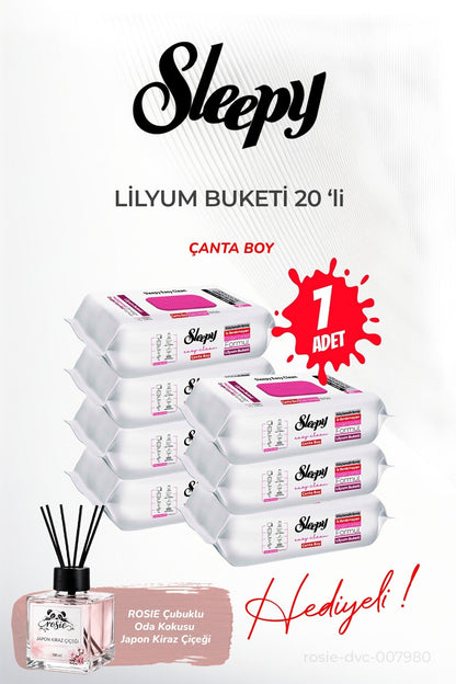 Islak Havlu Lilyum Buketi (7 paket x 20 yaprak) ve ROSIE koku