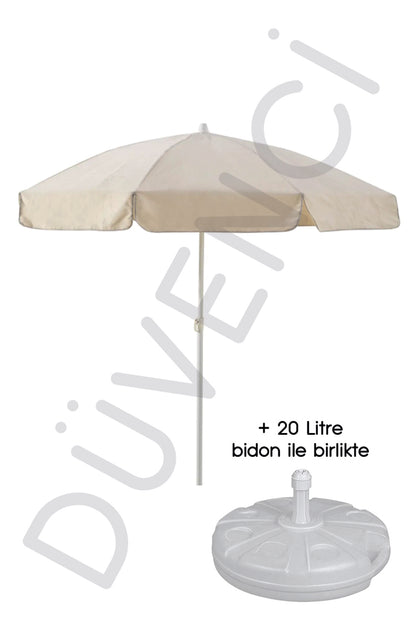 Krem 10 telli 200 cm çap Plaj Şemsiyesi, BİDONLU + Güneş Kremi 200 ml