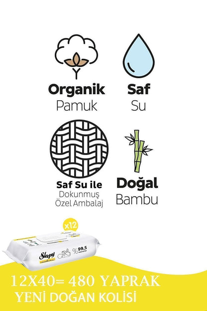 Yenidoğan Newborn Islak Mendil 12x40lı (480 YAPRAK)