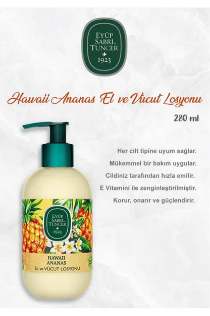 Hawaii Ananas Losyon 280 ml, Gül suyu 30'lu, Kiraz Çiçeği 150'li, Verbena & Zinde 50'li, ve Rosie