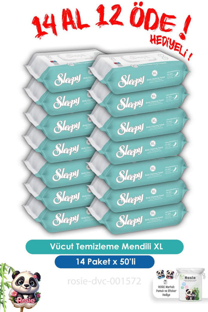 14 AL 12 ÖDE Vücut Temizleme Mendili Xl 50"li
