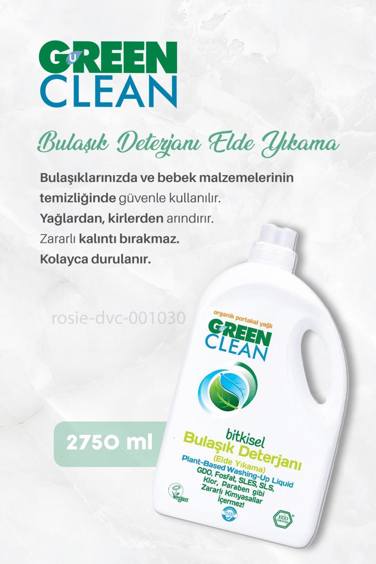 2 Adet Green Clean Bitkisel Bulaşık Deterjanı Portakal Yağlı 2750 ml ve ROSIE
