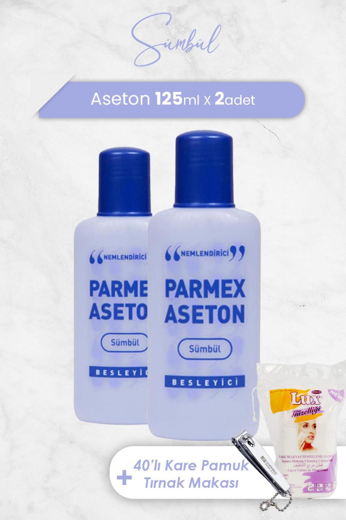 Aseton Sümbül Mor 125 ml X 2 Adet, Kare Pamuk 40'lı Ve Tırnak Makası