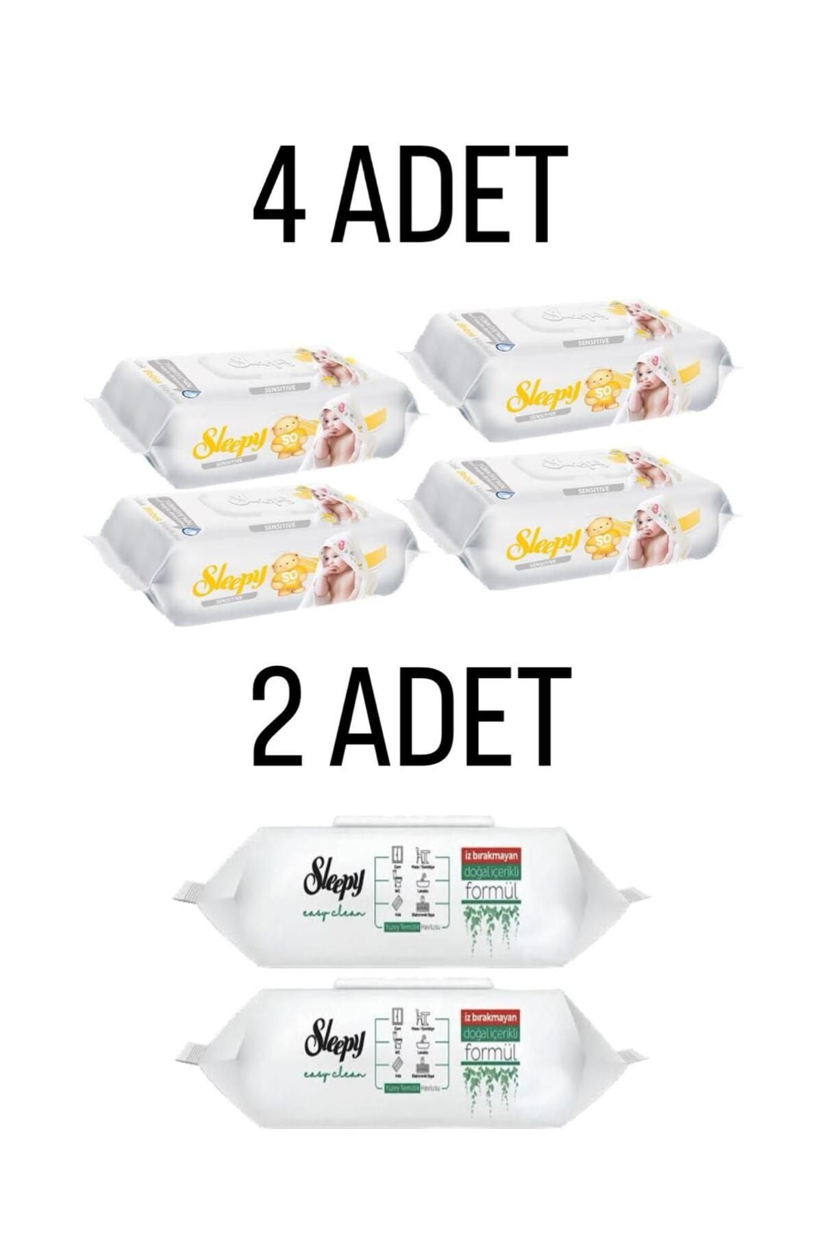 Sensitive Islak Havlu 4x90 Lı 360 Yaprak - Easy Clean 100 Lü Beyaz Sabunlu 2 ADET