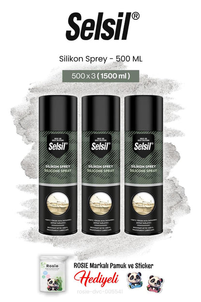 3'lü Silikon Sprey, 500 ml ve rosie pamuk