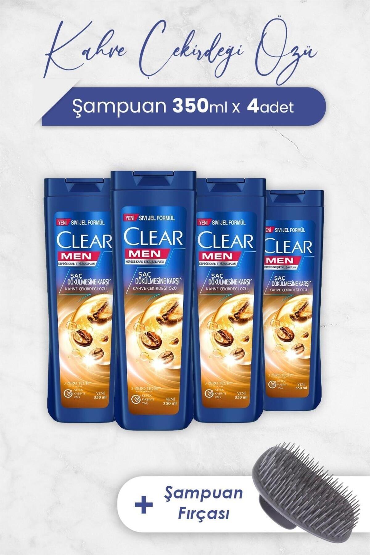 Men Şampuan Saç Dökülmesine Karşı 350 ml x 4 Adet ve Şampuan Fırçası
