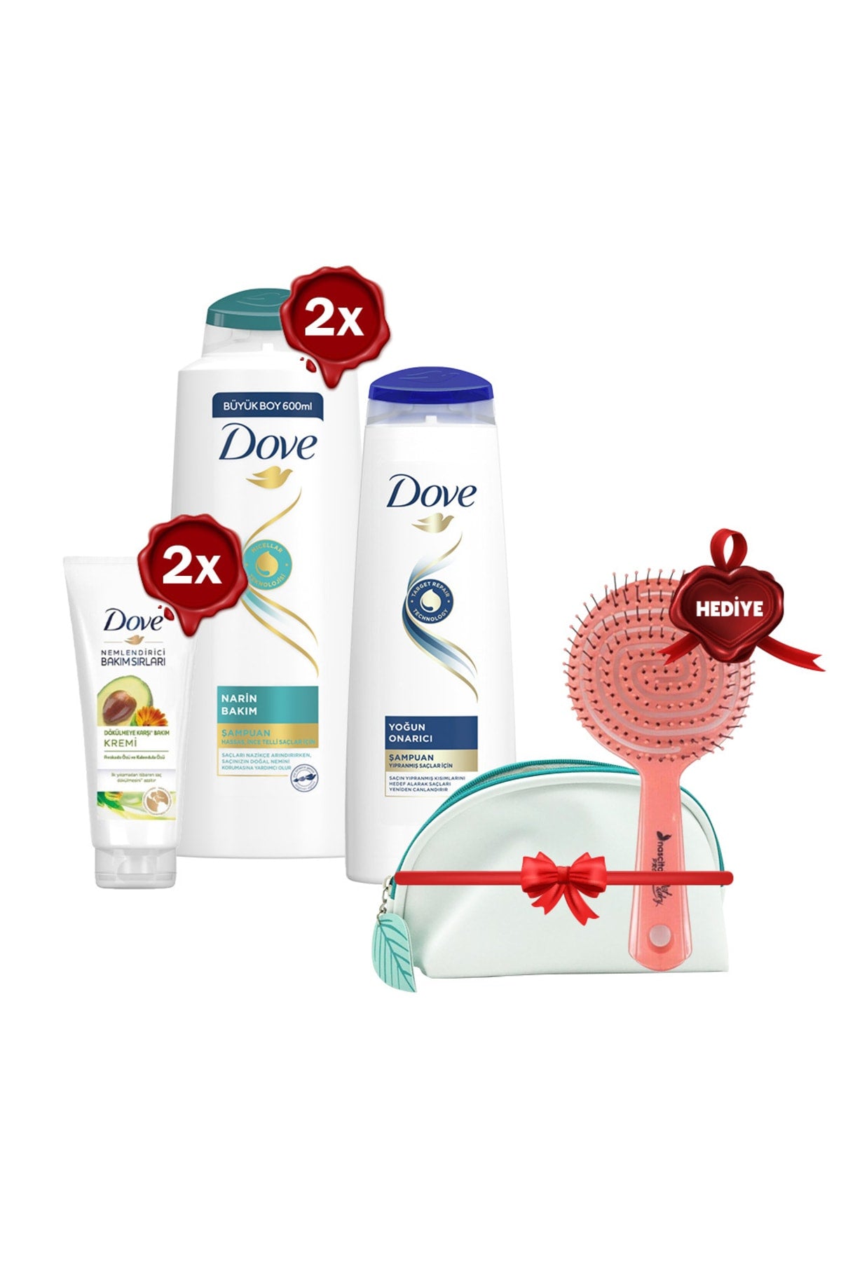 Şampuan 350 Ml, 600 Ml X 2 Ve Saç Kremi X 2, Pro Saç Fırçası Ve Çanta Hediyeli