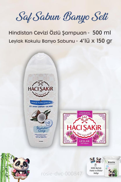 Hindistan Cevizi Şampuan 500 ml, Lavanta Kokulu Banyo Sabunu 4 x 150 gr ve ROSIE